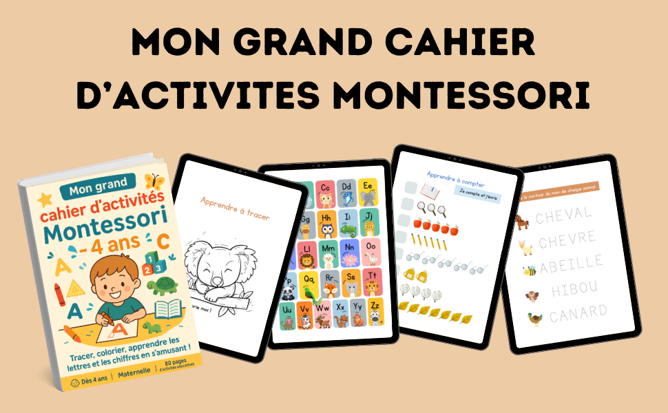 MON GRAND CAHIER D'ACTIVITE MONTESSORI - LIVRE EDUCATIF JEUNESSE